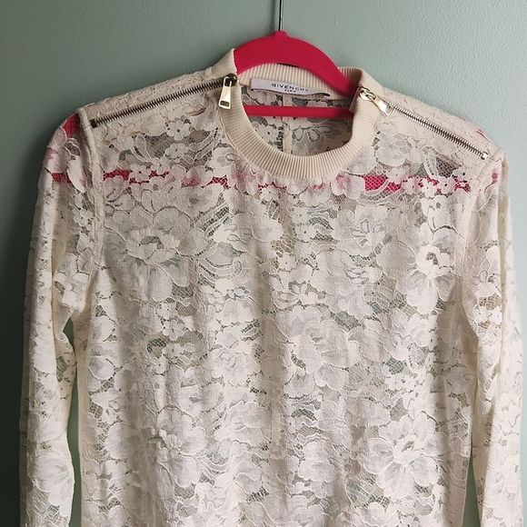 NWOT Crewneck Sheer Lace  Lace Long Sleeve T-shirt by Givenchy - Picture 3 of 14